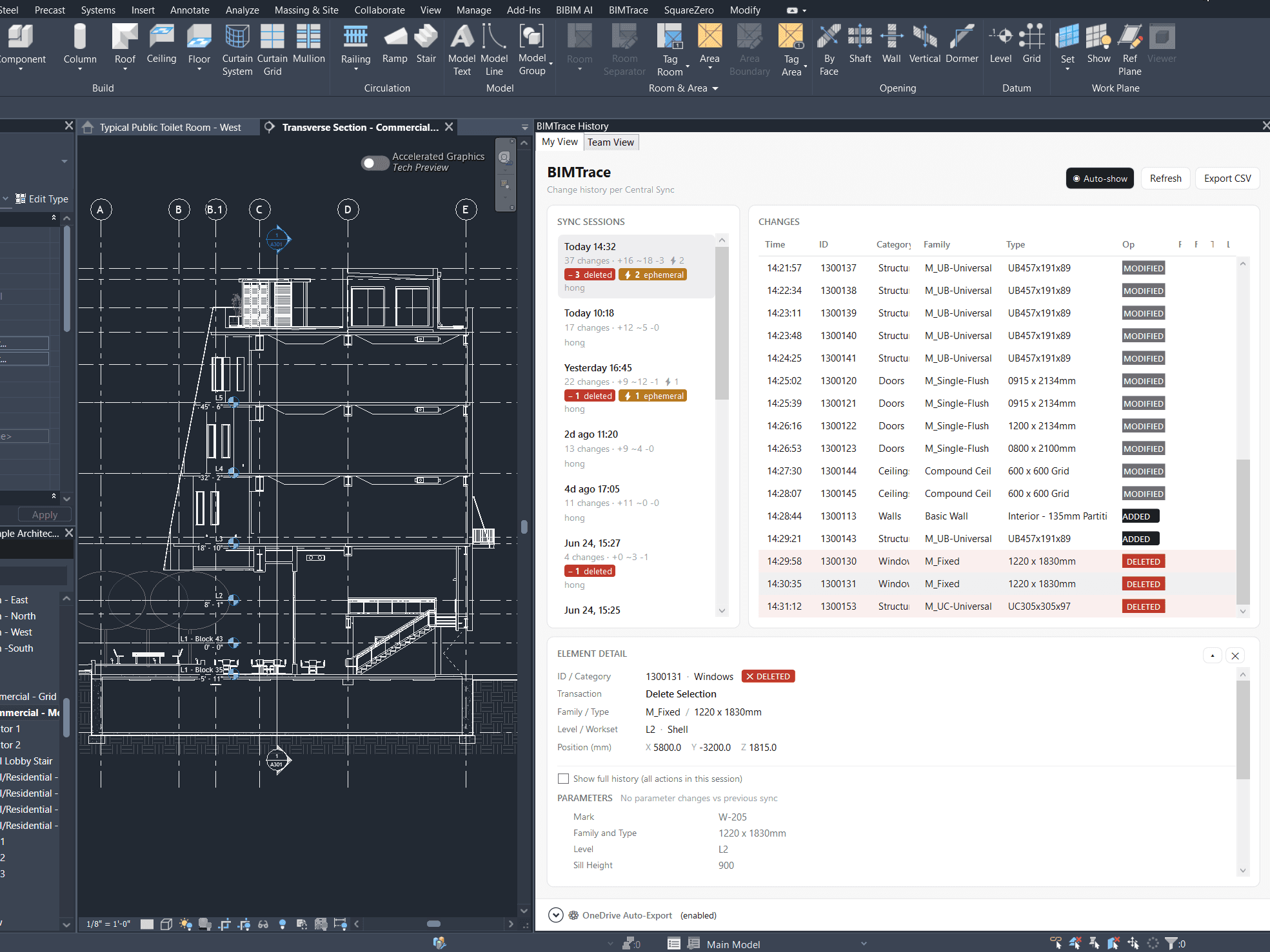 BIMTrace My View panel inside Revit